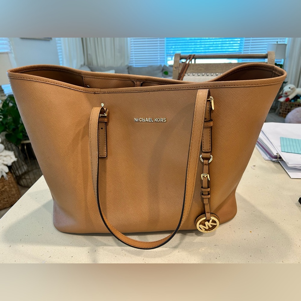 Michael Kors Brown Tote with Gold Accents